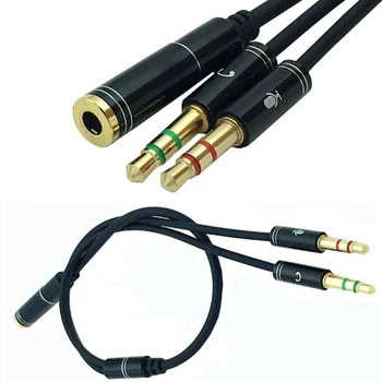 AUX 3.5 mm o Mic Splitter Cable Moterų ir 2 Vyrų Ausinių, Mikrofono Adapteris