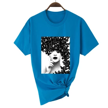 Mados korėjos Stiliaus Nauja, T-shirt Šiuolaikinės Girly Grafinis Harajuku Išskirtinį Trumpas Rankovės Vasaros Laisvalaikio moteriški marškinėliai, O-kaklo Marškinėlius
