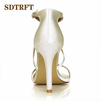 SDTRFT zapatos mujer Vasaros seksualus Sagtis sandalai 10cm ploni aukšti kulniukai Peep Toe vestuvių bateliai moteris Kryžiaus Dirželis siurbliai Plius:35-43