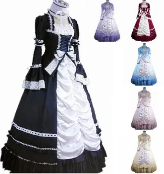 (LD018) ilgomis Rankovėmis Gothic Lolita Pietų Bell Suknelė Gotikos Viktorijos Kamuolys Suknelė Fancy Dress Prom Helovinas Kostiumas Šalis