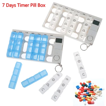 7 Dienų Tablečių Dėžutė Medicina Tabletes Atveju Organizatorius LED Laikmatis Priminimas 28 Tinklų Savaitės Tablečių Laikymo Tabletes Balionėlis Žadintuvas Karšto