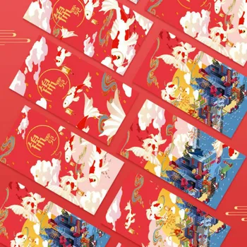 Raudona Pinigus Voke Animacinių filmų Kinų naujieji Metai Laimę Likimo Raudona Paketinių Hong Bao Pavasario Festivalis Pinigų vokai už pinigus