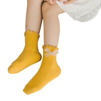 5 Poros/Set Baby girl kojinės Princesė Lankai Kojinės Kūdikių Kojinės Vamzdis Bateliai Vertikaliai Dryžuotas Bamblys Vaikams Kojinių 3-13Y