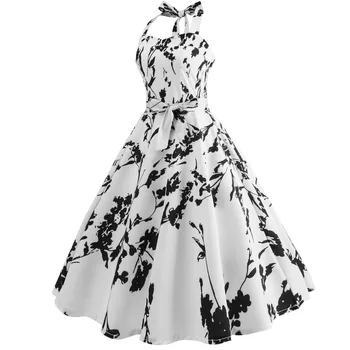 Retro Vintage Stiliaus, be Rankovių, su Laivapriekio 3D Kaukolė Gėlių Spausdinti 2018 M. Vasaros Moterų Suknelė Apynasrio Šalies Seksualus Atsitiktinis Suknelė