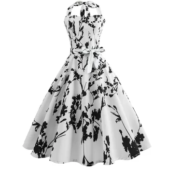Retro Vintage Stiliaus, be Rankovių, su Laivapriekio 3D Kaukolė Gėlių Spausdinti 2018 M. Vasaros Moterų Suknelė Apynasrio Šalies Seksualus Atsitiktinis Suknelė