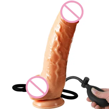 Super Didelis Pripučiamas Tikroviškas Dildo Su Siurbtuko Netikras Penis Pripučiami Butt Plug Analinį Vibratorių Moterų Penis Sekso Produktai