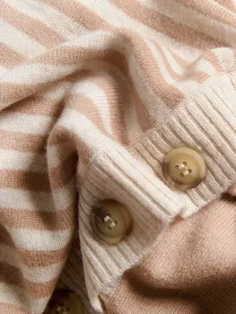 Asimetrija Džemperis Moterims Vintage Megztinis Vieną Krūtinėmis Dryžuotas V-Kaklo Atsitiktinis 92.8% Vilnos Rudenį Cardigan Žiemos Drabužiai