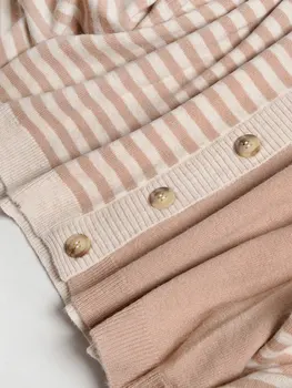 Asimetrija Džemperis Moterims Vintage Megztinis Vieną Krūtinėmis Dryžuotas V-Kaklo Atsitiktinis 92.8% Vilnos Rudenį Cardigan Žiemos Drabužiai