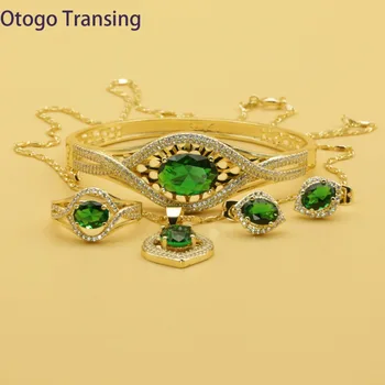 Otogo Transing Aukštos Kokybės Papuošalų rinkinys aukso spalvos Cristal šalies Dėklas Green Crystal 