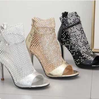 Moterų sandalai Akių Dirželio Sagtis 11,5 cm Ploni Kulniukai Aukšti kulniukai, Suapvalinti Tne Bling Sekli, avalynė moterims, batai 2020 m dydis 35-42 juoda