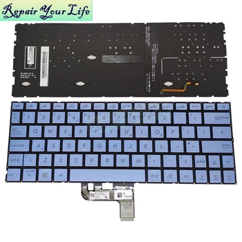 JP UK Apšvietimu klaviatūras ASUS Zenbook 13 UX334 UX334FL UX334FA šviesiai mėlynos spalvos nešiojamojo kompiuterio klaviatūra 0KNB0 1620JP00 162HJP00 naujų darbų