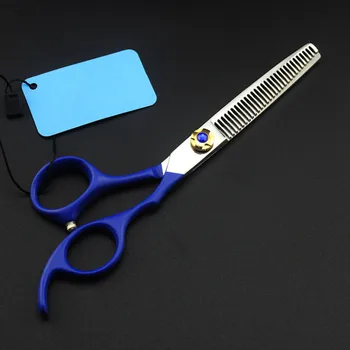 Pritaikyti japonijos 440c 6 colių mėlyna sumažinti plaukų salonas žirklės pjovimo kirpykla makas plaukų žirkliniai Retinimo žirklės, plaukų kirpimo žirklės