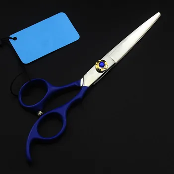 Pritaikyti japonijos 440c 6 colių mėlyna sumažinti plaukų salonas žirklės pjovimo kirpykla makas plaukų žirkliniai Retinimo žirklės, plaukų kirpimo žirklės
