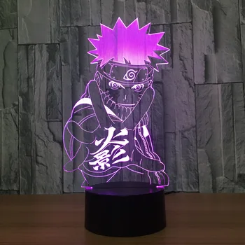 Karšto Anime 3D LED Nakties Šviesos Naruto Sasuke Pobūdžio Spalvotų Touch Optinė Iliuzija lamparas USB Lempa Namų Dekoro Šviestuvai