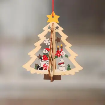 Kalėdų Medžio Modelio Medienos Tuščiaviduriai Snaigės, Sniego Bell Kabinti Papuošalų Spalvinga Namų Festivalis, Kalėdų Papuošalai Kabinti