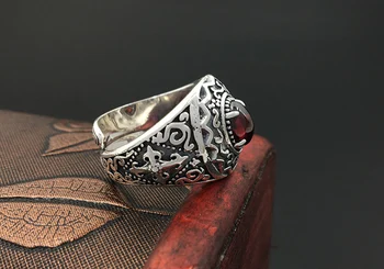 925 sterlingas sidabro žiedai moteris su raudona akmens retro derliaus žiedai bijoux ringen žavesio didmeninė žiedas derinys mados juvelyrika