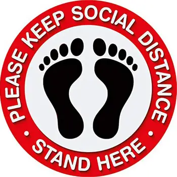 Praktinių Aplinkosaugos ¾enklelis Socialinės Atstumas Grindų Kilimėliai Išlaikykite Atstumą Logotipą Minios Valdymo Grindų Lipdukai