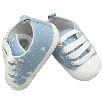 0-12 Mėnesių Kūdikiams, Naujagimiams Minkštas Soled Lovelę Dot Spausdinti Batai Vaikas Atsitiktinis Vaikštynės, Nėriniai-up Sneaker Mielas Stilius Sneaker 2 Spalvos