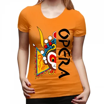 Pekino Operos Tipų Veido Makiažo Operos Beždžionių Karalius su Vėliavomis T-shirt Kawaii Mielas Moterų trumpomis Rankovėmis Standartinės T-shirt