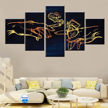 Anotacija 5 skydelis drobės žiebtuvėlis ir cigarečių sienos meno gyvenimo kambario, miegamasis dekoratyvinio meno plakatas