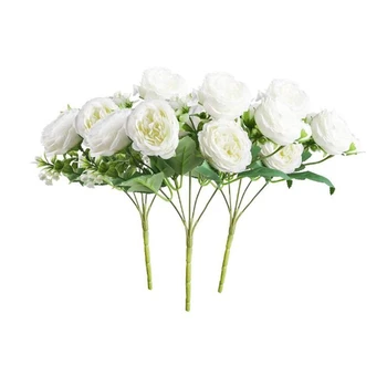 5 Vadovai Persian Rose Dirbtinės Gėlės, Dirbtinių Rožių Gėlių Puokštes Šeimos Vestuvės, Banketų Dekoravimas 3Pcs