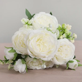 5 Vadovai Persian Rose Dirbtinės Gėlės, Dirbtinių Rožių Gėlių Puokštes Šeimos Vestuvės, Banketų Dekoravimas 3Pcs