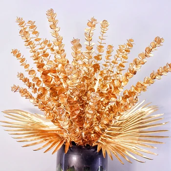 Aukso Eukalipto Lapų Modeliavimas Plastikinių Gėlių Filialas 