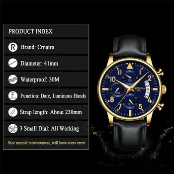 Mados Vyrų Kvarcinis Laikrodis Odinis Dirželis atsparus Vandeniui Prabanga Pilotas Laikrodžiai Mažas Ratukas Darbo Šveicarijos Chronograph Žiūrėti