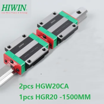 1pcs originalus Hiwin linijinės vadovas HGR20 -L 1500mm + 2vnt HGW20CA HGW20CC flanšas vežimas, cnc