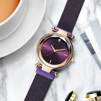 Reloj Mujer Moterų Laikrodžiai Magnetinio Plieno Tinklelio Juostos Ponios Suknelė Atsitiktinis Laikrodžius Prabangūs Krištolo Moterų Kvarcinis Laikrodis A5