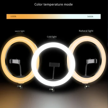JABS 33cm RGB Šviesos Žiedas su Telefono Įrašą Pritemdomi Selfie Šviesos Nešiojamų Makiažas Lempa LED Stalas Užpildyti Šviesos Smartfon