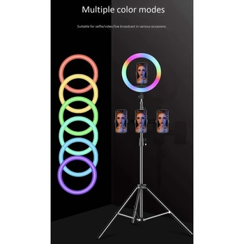 JABS 33cm RGB Šviesos Žiedas su Telefono Įrašą Pritemdomi Selfie Šviesos Nešiojamų Makiažas Lempa LED Stalas Užpildyti Šviesos Smartfon
