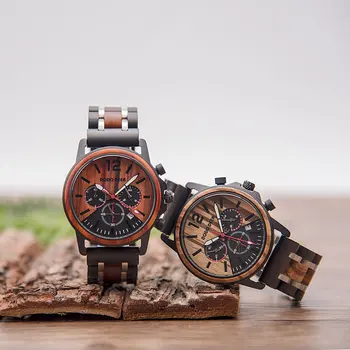 DODO ELNIAS Medienos Nerūdijančio Plieno Žiūrėti Vyrų Chronograph Laikrodžius Vyrų Šviesos Rankas Chronometras Medinės Dėžės Dropshipping