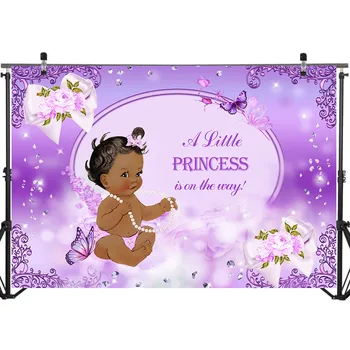 Neoback Purpurinis Drugelis Baby Shower Fone Levandų Gėlių Giltter Deimantų Nuotrauka Fone Etninės Mažoji Princesė Backdrops