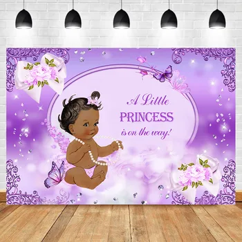 Neoback Purpurinis Drugelis Baby Shower Fone Levandų Gėlių Giltter Deimantų Nuotrauka Fone Etninės Mažoji Princesė Backdrops