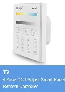 Milight AC 180-240V 220V T1 T2 T3 T4 4-Zona 2,4 GHz Belaidžio ryšio Smart Touch Panel Valdytojas RGBW RGB + BMT Šviesumo Reguliavimas