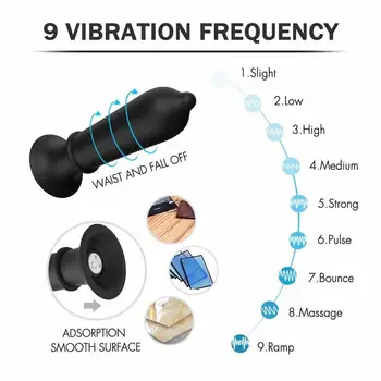 Nuotolinio Valdymo Vibratorius Analinio Sekso Žaislai Prostatos Massager Su 9 Vibracijos Silikono G-Spot Treneris Vandeniui Vyrai, Moterys, Poros