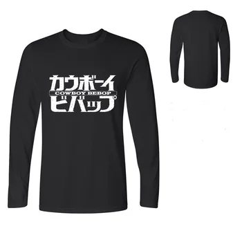 Berniukas Tshirts Anime Kaubojus Bebop T-Shirt Jaunimo Hiphop Puloveris Tees Vyrų Ilgas Rankovėmis Medvilnės Drabužius Atsitiktinis Hombre Topshirts