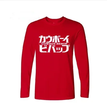 Berniukas Tshirts Anime Kaubojus Bebop T-Shirt Jaunimo Hiphop Puloveris Tees Vyrų Ilgas Rankovėmis Medvilnės Drabužius Atsitiktinis Hombre Topshirts
