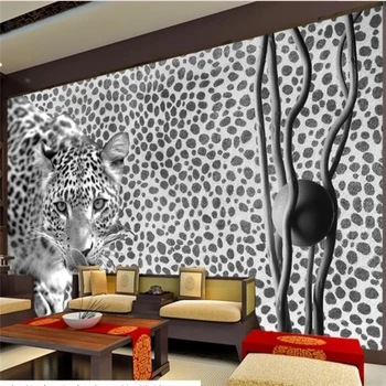 Beibehang Tapetai, Freskos Užsakymą Gyvenimo Kambario, Miegamasis Restoranas 3D Mados Stereo Leopard Fone Sienų Apdaila