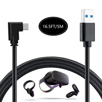 16ft/5m 90 Laipsnių USB 3.0 Tipas A USB 3.1 C Tipo Duomenų Įkrovimo Kabelis Oculus Quest VR Ausines mobiliųjų Telefonų Tablet PC