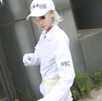 Baltųjų Kraujo Ląstelių cos vyras moteris Ląstelių Darbe anime cosplay kostiumų komplektai Viršuje + kelnės + hat
