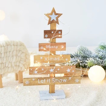 Linksmų Kalėdų Medinės Dekoracijos Kalėdų Medžio Formos Stalas Stalo Dekoro Prekės Laiškas Išspausdintas Kalėdos Nauji Metai Papuošalai