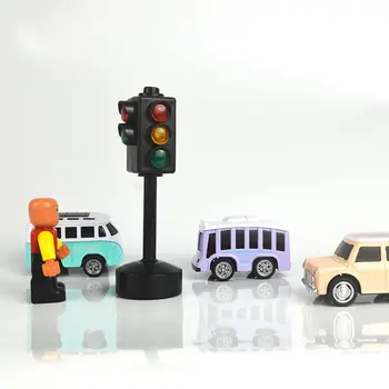 Mini Eismo Ženklai, Kelio Šviesa Blokų Su Garso LED Žaislai Vaikas Saugos mokymo Mini Eismo Ženklai, Kelio Šviesa Žaislai