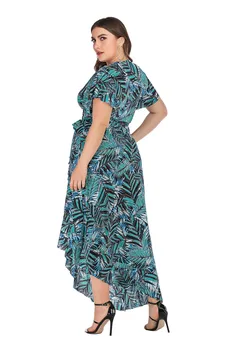 Vasaros Afrikos Stilius Plius Dydis Suknelė Dizaineris Nereguliarus Gilia V Gėlių Spausdinti Lapų Modelio Instagram Karšto Parduoti Suknelės Femme Skraiste