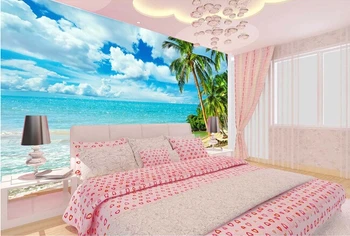 Pasirinktinius nuotraukų foną, Havajai paplūdimio freskomis už kambarį, miegamąjį, TV foną, sienos vandeniui papel de parede