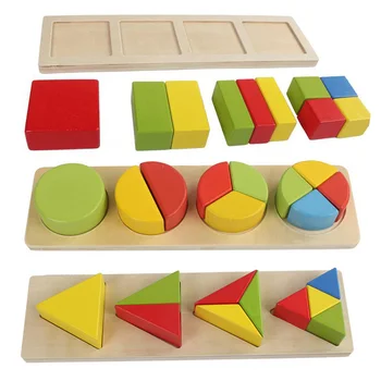 Medinės 3D Geometrinis Galvosūkiai Valdybos Formos Atitikimo Mokymosi Žaislas Vaikams