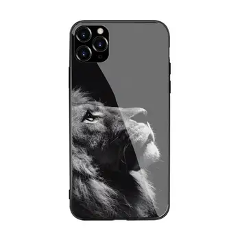 Gyvūnų Liūtas Stiklo Telefono dėklas Skirtas iPhone 12 11 Pro XS MAX 8 7 6 6S Plus X XR Dangtis