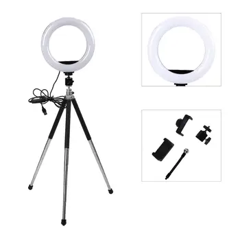 Fotografija LED Selfie Žiedas Šviesos 20cm Pritemdomi Telefono Kamera Žiedas Lempa Su Lanksčia Stalo Stovo, Trikojo Makiažas Vaizdo Gyventi