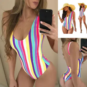 Seksualus, Moterų Dryžuotas maudymosi kostiumėlį Push Up Bikini maudymosi Kostiumėliai, Maudymosi Kostiumą, Vienas Gabalas Monokini